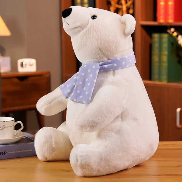 Lovely Polar Bear Plush Toys Cute Soft White Bears With Scarf Dolls
