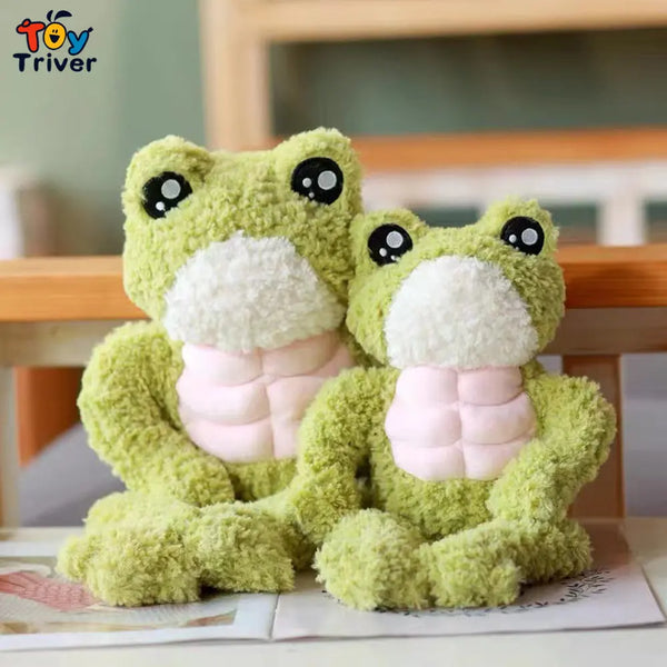 Cute Fitness Muscle Frog Plush Toys Soft Funny Frogs Stuffed Animals