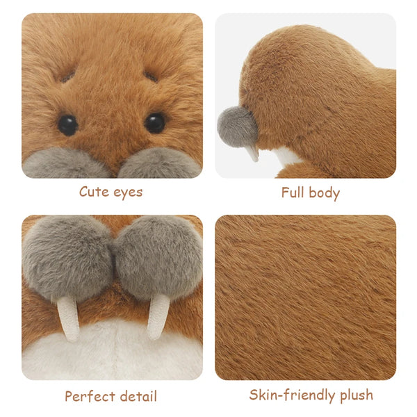 Adorable Cartoon Walrus Plush – Soft Brown Pillow Toy for Kids' Room Decor and Gift