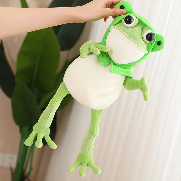 Kawaii Cloak Frog Plush Toy Soft Stuffed Animal Big Eyes Frog Doll Lovely Baby Hug