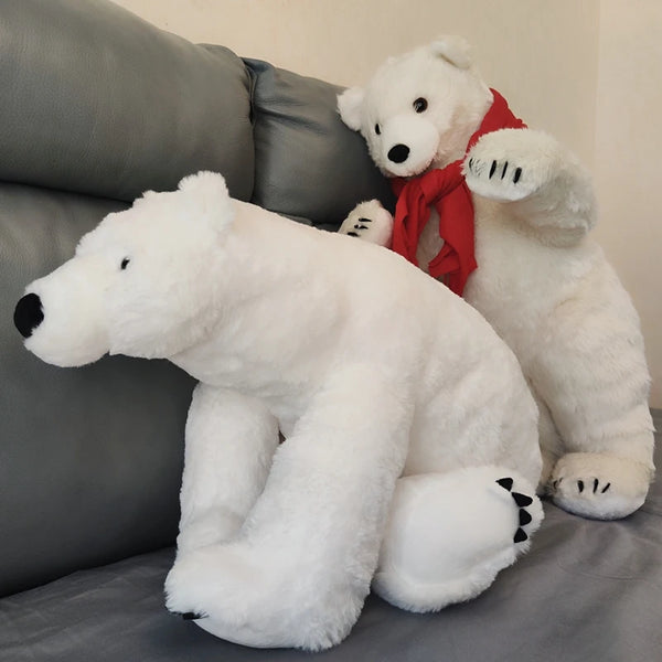 2PCS Pop Christmas Realistic Animal Polar Bear Plush Toy Big Soft Lovely Stuffed Anime White Bears Doll Gift Deco 60cm 70cm