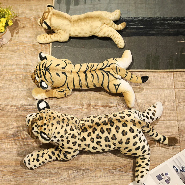 Simulation Lion Tiger Leopard Plush Toys – A Wild World in Soft Form