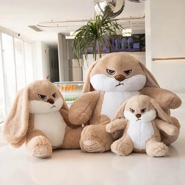 Spike the Angry Beige Fluffy Bunny Plushie