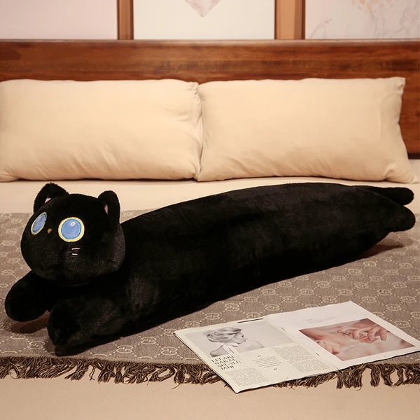 Black Cat Plush Toy – Soft Stuffed Kitten Pillow for Cozy Cuddles and Gifting Joy