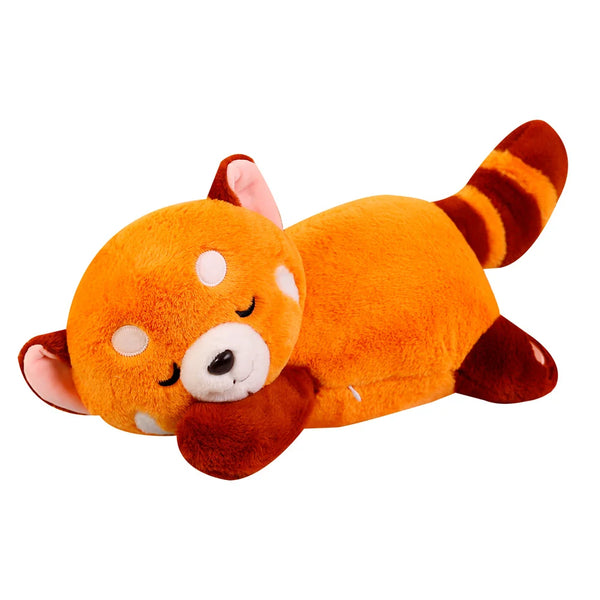 New Lying Style Stuffed Red Panda Plushie Fluffy Hair Red Raccoon Animals