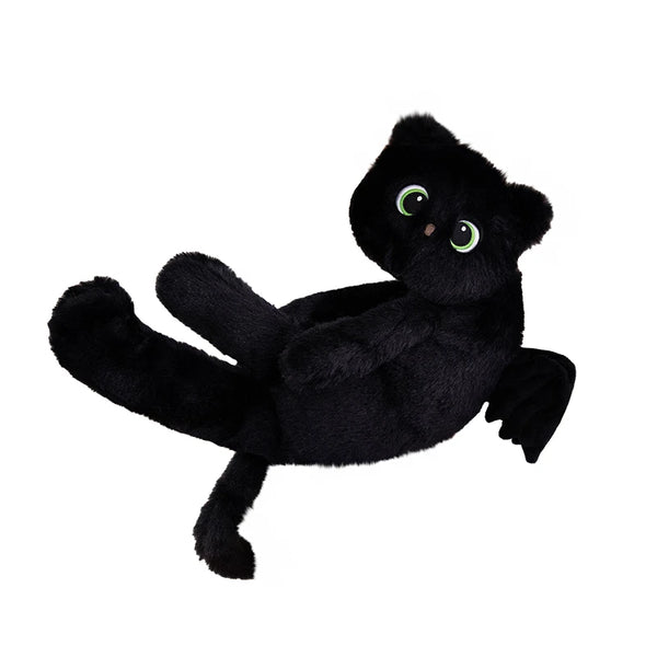 Cute Black Cat Soft Pillow Big Eyes With Wings Kitten Stuffed Doll Halloween Decoration