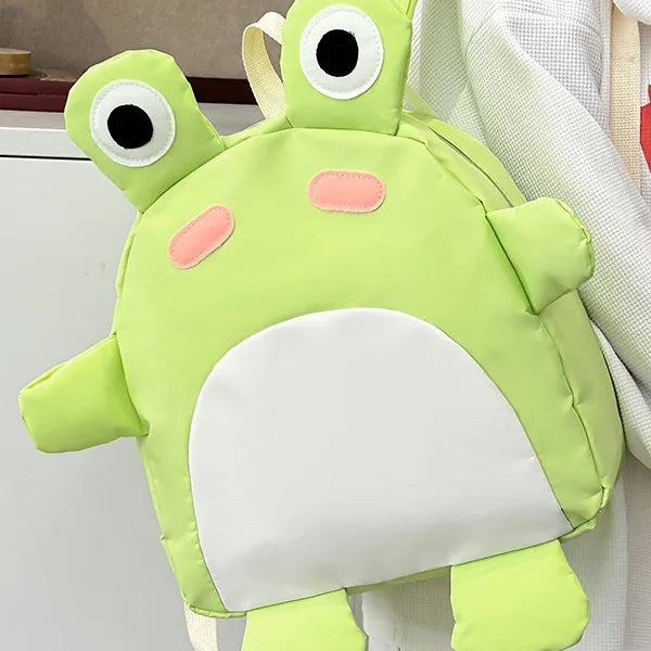 Cute plush frog backpack funny cartoon school bag small shoulder bag