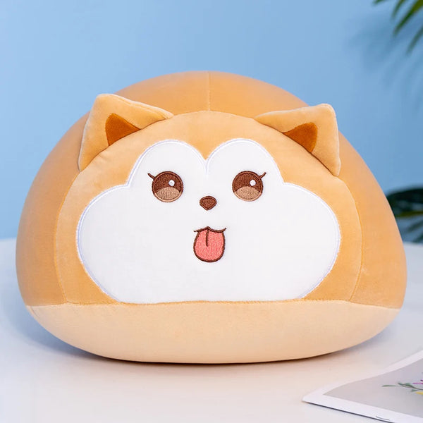 Cute Pink Black Cat Plush Soft Round Ball Shaped Husky Cat Pillow Cushion