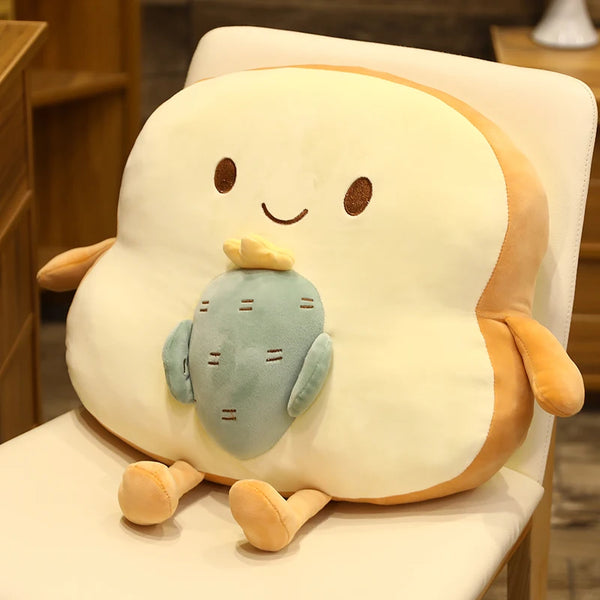 Creative Toast Sliced Bread Toy 45*40cm 13 Kinds Combining Fruits Animals Cute Smile Figured Food Pillow with Legs Arms Gift