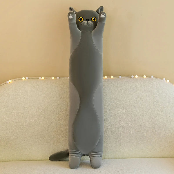 Ultra Soft Cat Plush Long Pillow Down Cotton Stuffed Cartoon Kitten Cats Doll Plushie