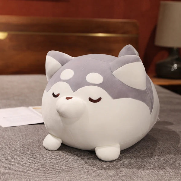 Lovely Lying Fat Shiba Inu Dog Plush Pillow Stuffed Soft Toys Cute Animal Husky Dog