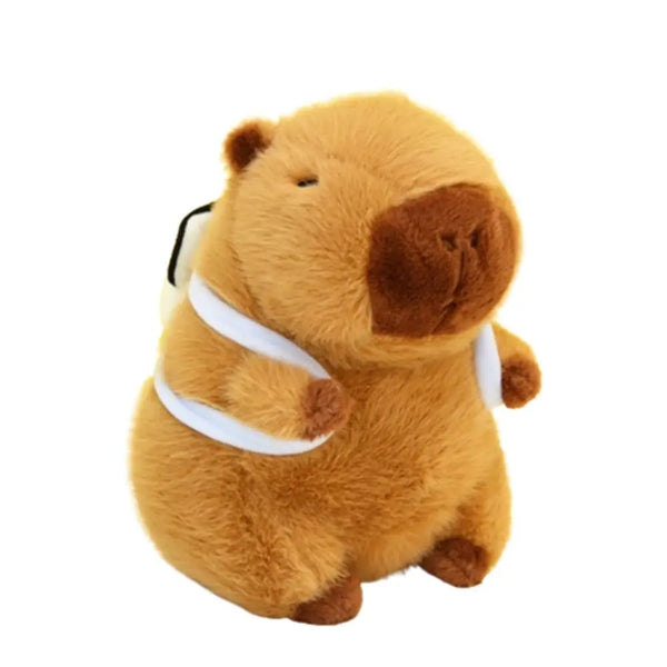 Com mochila capivara brinquedo de pelúcia simulação verão capibara anime brinquedo fofo macio dos desenhos animados capivara boneca de pelúcia decoração para casa