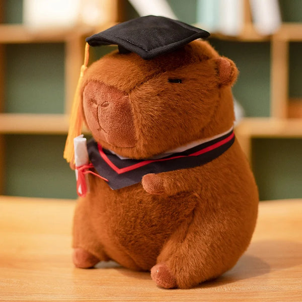 Cute Graduation Capybara Stuffed Animal Plush Toy with Doctor Hat Soft