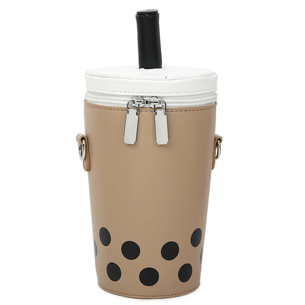 Cute Cartoon Milk Tea Women Crossbody Bags High Quality Pu Bucket