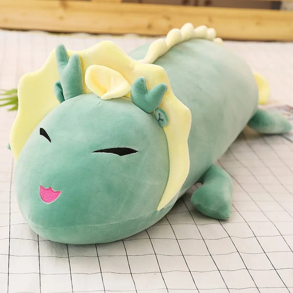 Cute Long Dragon Plush Toy Soft Cartoon Animal Three Colors Dinosaur Stuffed Doll