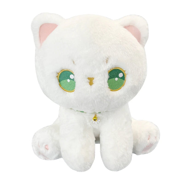 35cm White Plush Cats Toys With Green eyes Kawaii Cats Toys For Kids Baby Girls Cuddly Toy Lovely Children Gifts