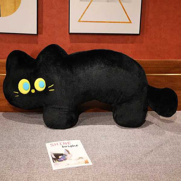 Cartoon Big Eyes Black Cat Plush Sleeping Pillow