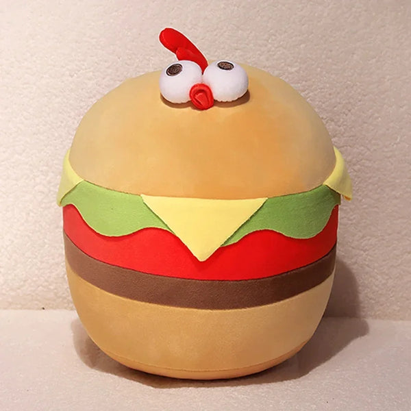 Cartoon Hamburger Chicken Pillow – A Delightful Plush for All Ages