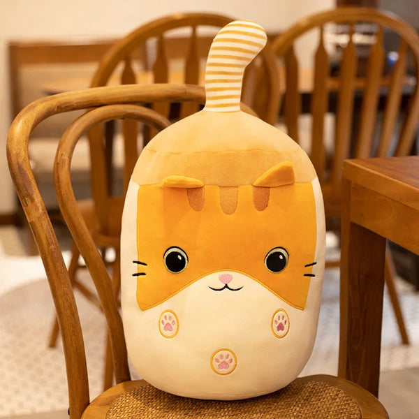 Cute Stuffed Boba Tea Cup Plush with Dog Cat Rabbit Face Bubble Milk Tea Plush Kawaii Cartoon Pillow Hug Gift for Kids Lover | Kawaii Snuggle