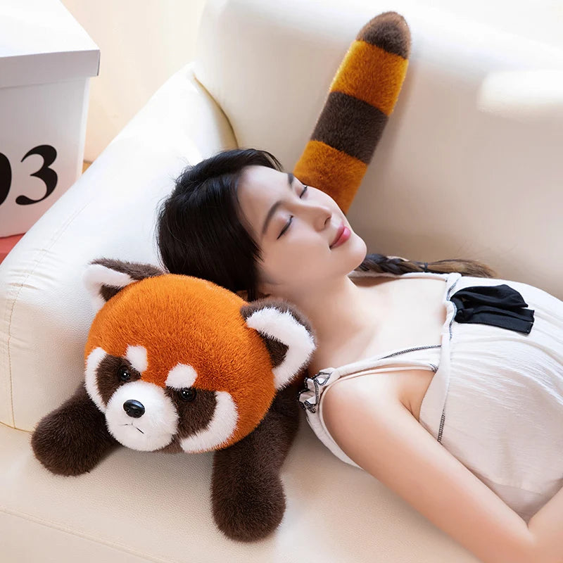 Kawaii Red Panda Plush Toy Lovely Stuffed Animal Lying Raccoon Plush Toys