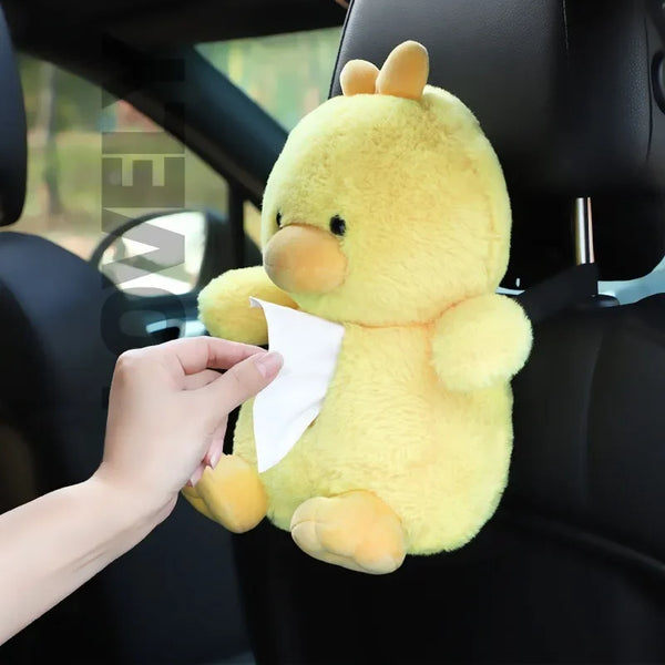Car Tissue box plush cute cartoon bear duck seat back hanging drawer cover