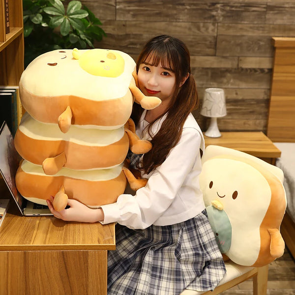 Creative Toast Sliced Bread Toy 45*40cm 13 Kinds Combining Fruits Animals Cute Smile Figured Food Pillow with Legs Arms Gift