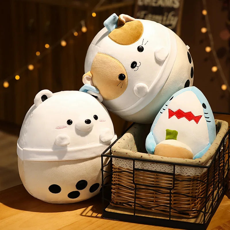 Cute Boba Animal Plush Toy Stuffed Bear Cat Shark Cosplay Boba Milk Tea Soft Doll Kids Toys Birthday Christmas Gift for Child