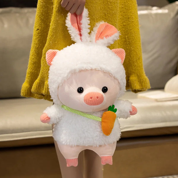 Lovely Pig Plush Toy in Rabbit & Bear Cosplay – Soft Stuffed Animal for Kids
