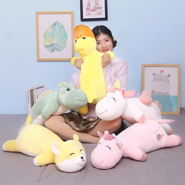 cute large mollusk plush toy doll unicorn dinosaur duck cow shiba inu animal pillow