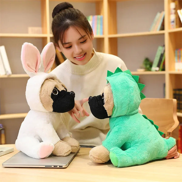 Kawaii Dog Stuffed Cute Dress up Bulldog Animal Toys Lovely Dolls for Children