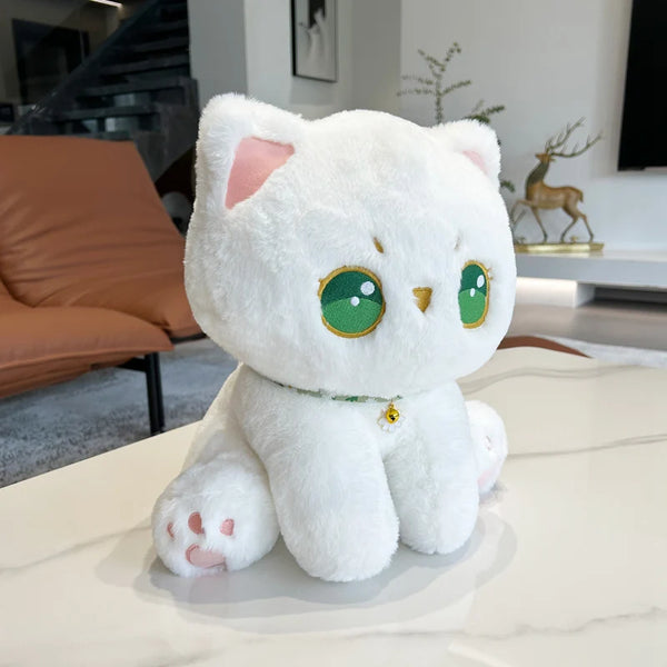 35cm White Plush Cats Toys With Green eyes Kawaii Cats Toys For Kids Baby Girls Cuddly Toy Lovely Children Gifts