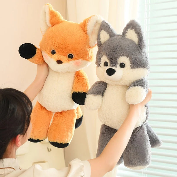50cm New Kawaii Running Wolf Plush Toys Cartoon Stuffed Animal Lovely Soft Cuddly Baby Plushie Doll Toy for Girls Gift Decor