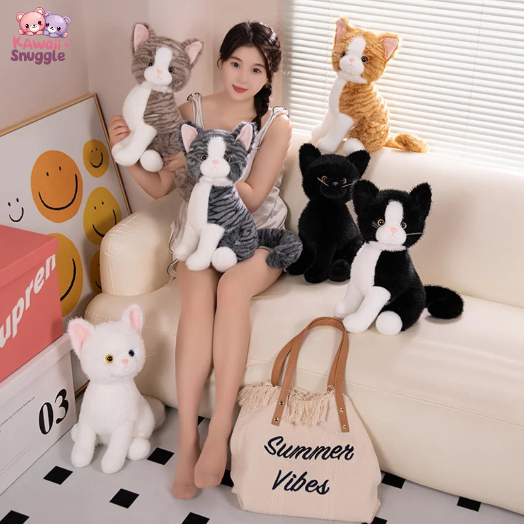Kawaii Sitting Cat Plush Toy - Adorable Snuggly Companion