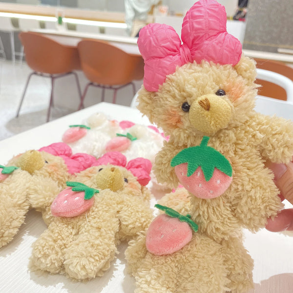 Cartoon Strawberry Princess Bear Plush Toy – A Pocket-Sized Dose of Kawaii Magic