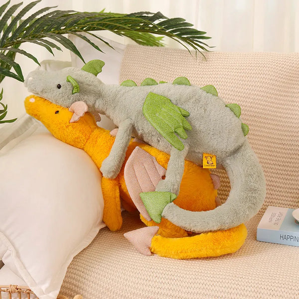 Cartoon Giant Color Evil Flying Dragon Stuffed Pterosaur Dinosaur Flying Wing White Green Yellow Gray Dragon Plush Toy Boy Gift