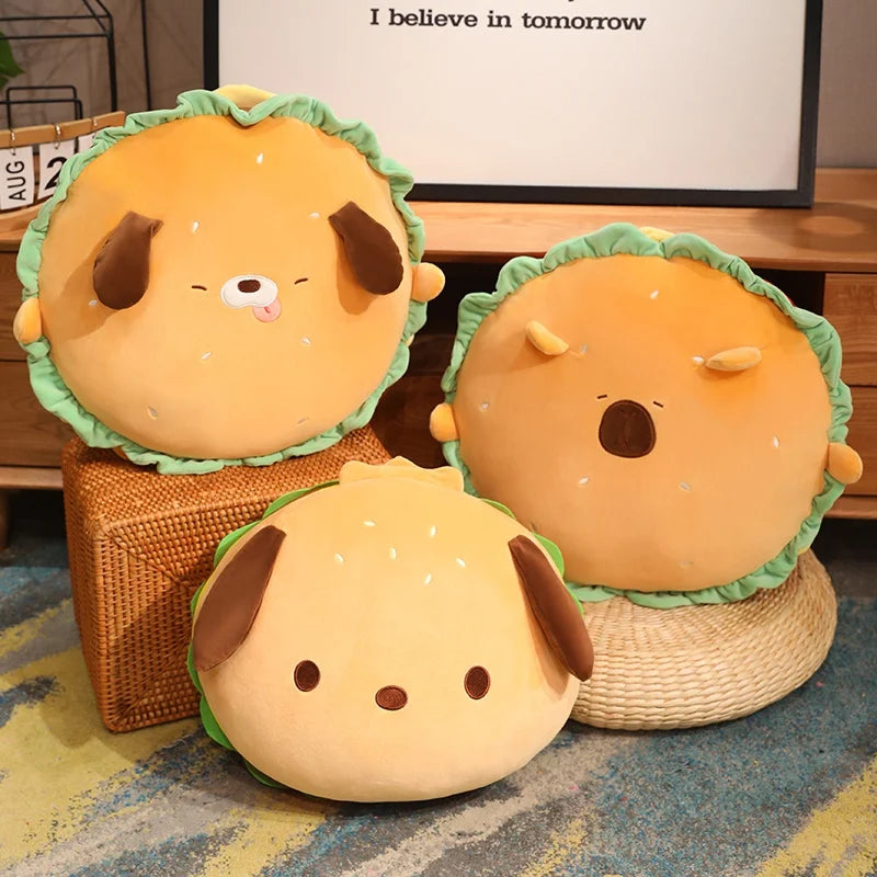 Bring Home the Capybara Puppy Dog Hamburger Pillow