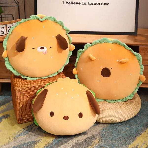 Bring Home the Capybara Puppy Dog Hamburger Pillow
