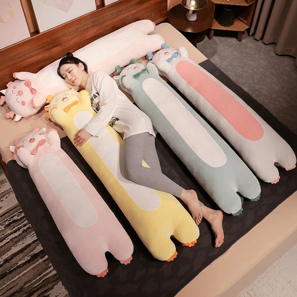 Washable Cartoon Dragon Long Pillow Plush Stuffed Sleeping Kawaii Animal
