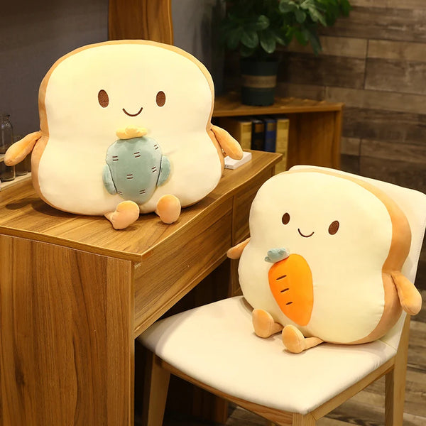 Creative Toast Sliced Bread Toy 45*40cm 13 Kinds Combining Fruits Animals Cute Smile Figured Food Pillow with Legs Arms Gift