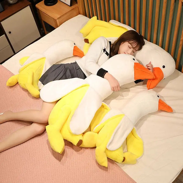 Fluffy Banana Duck Plush Toys Sleep Pillow Cute Animal Stuffed Swan Goose Dolls
