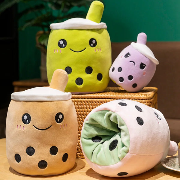 Boba Plushies Mini Dolls in a Boba Cup Can Flip Boba Tea Toy Many Size Boba Tea