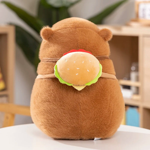Capybara With Hamburger Plush Toys Accompany Toy Stuffed Animals Puppy Doll