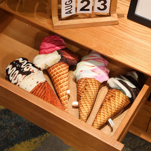 Sweeten Your Home with 3D Ice Cream Shape Plush Pillows