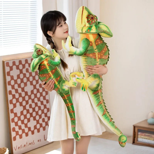 Simulated Yemen Chameleon Plush Toy Large Tall Crowned Lizard Doll