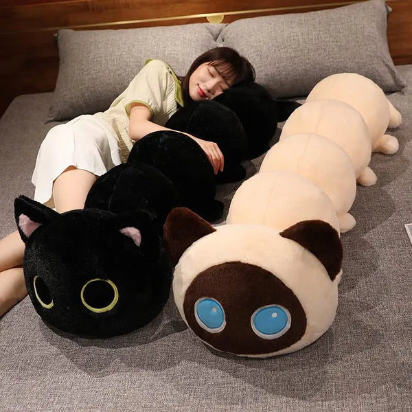 Funny Soft Caterpillar Cat Plush Pillow – Kawaii Sofa Cushion & Stuffed Animal for Girls