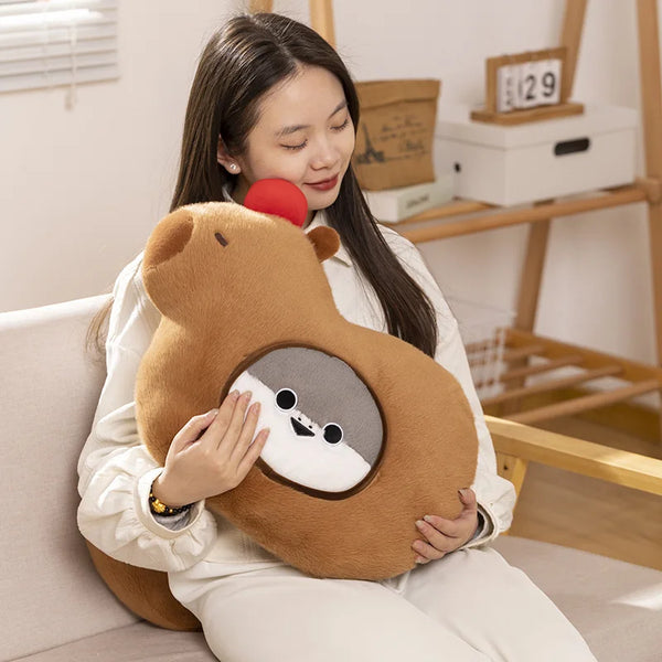 2-in-1 Capybara Sacabambaspis Pillow – A Whimsical Creature Combo for Cozy Days