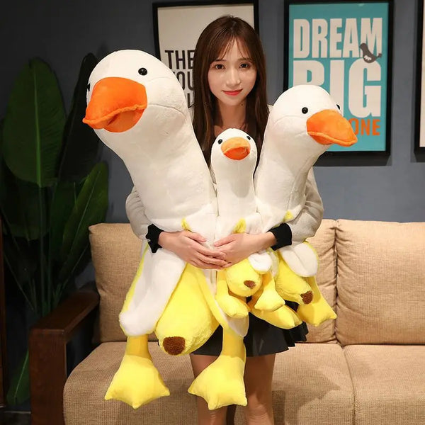 Fluffy Banana Duck Plush Toys Sleep Pillow Cute Animal Stuffed Swan Goose Dolls