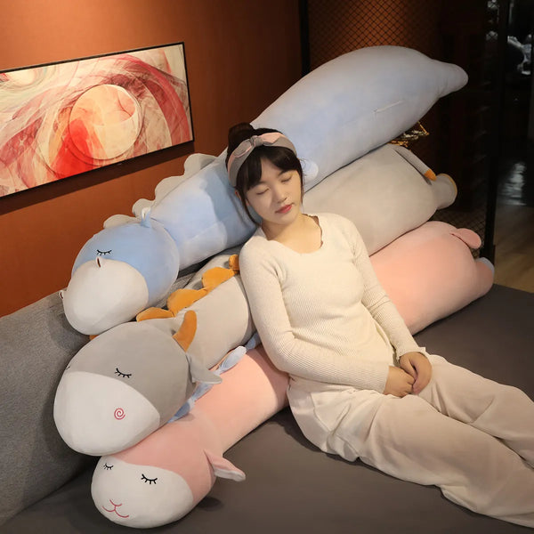 80-160cm Long Sleeping Sheep Lamb Plush Toy Pillow Stuffed Animal Pillow Home Decor Gift for Girl School Nap Pillow