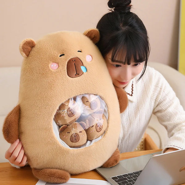 Six Balls Capybara Plush Bag – Cute Squishy Mini Doll for Gifts