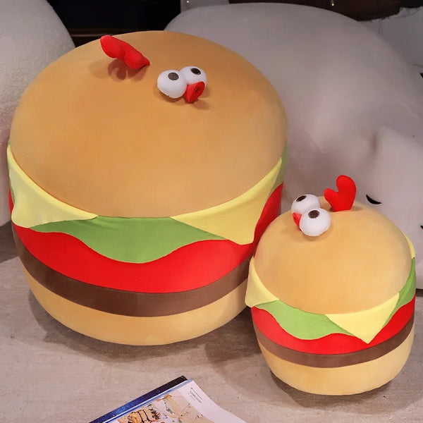 Cartoon Hamburger Chicken Pillow – A Delightful Plush for All Ages